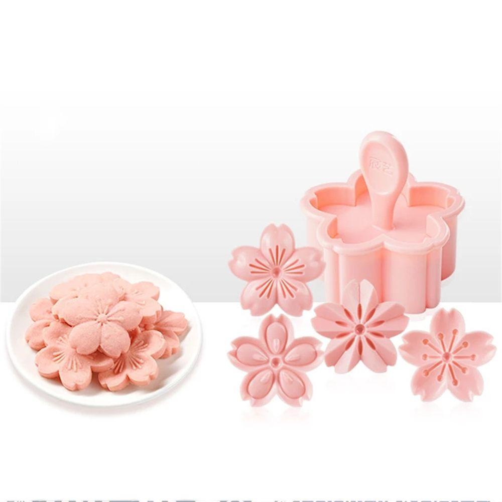 Top 5pcs/set Cetakan Kue Kering Cherry Blossom Alat Kue Baking Cookie Cutter DIY Floral Mold Plunger 3D Cookie Baking Molds