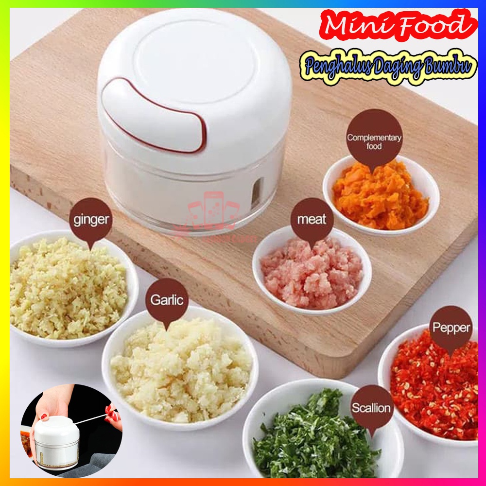 Mini Speedy Chopper Blender Tangan Tarik Manual Alat Pencacah Food Chopper  Blender Tarik Tangan Penghalus Daging Bumbu Serbaguna Mini Food Chopper - Blender Tarik Tangan Manual Mini Speedy Chopper - Alat Pemotong Manual Mini Warna Random / Acak