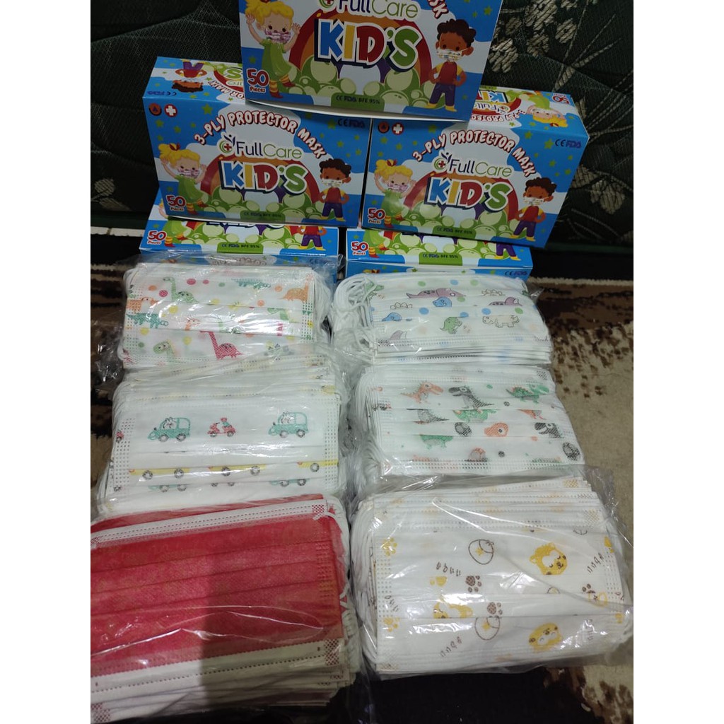 Masker Anak 3ply Chasa, full care Earloop Children Face Mask 1 Box 50pcs