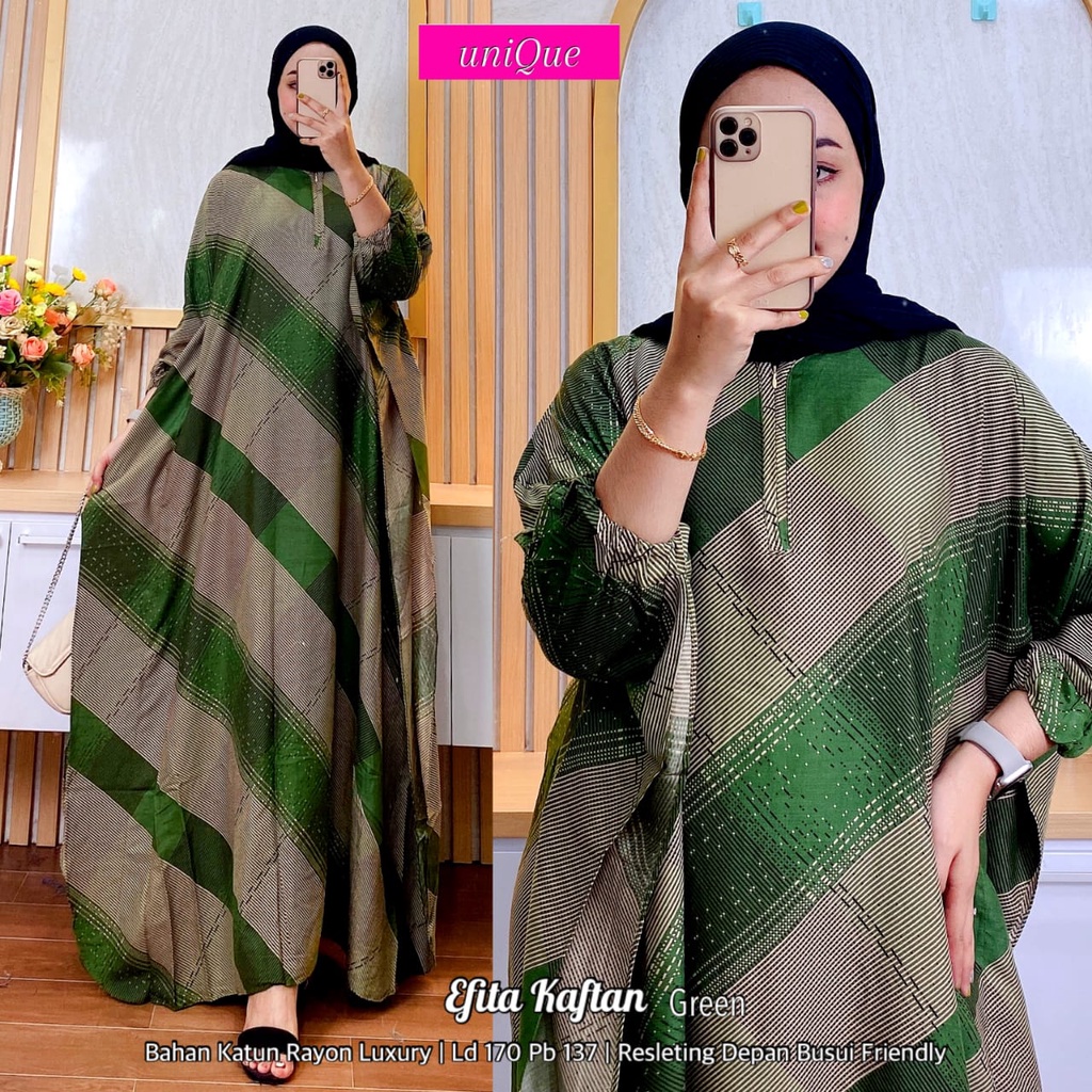 [RESTOK] EFITA KAFTAN DRESS SUPER JUMBO ZIPPER RAYON ORI UNIQUE