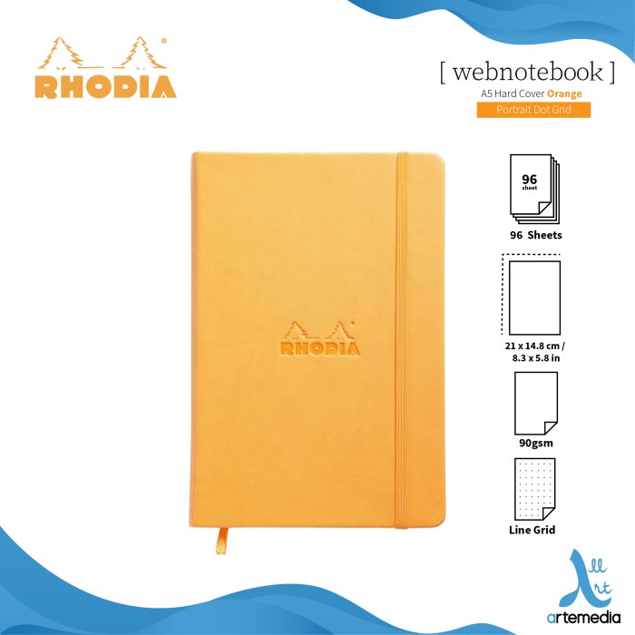 

(BISA COD) Buku Catatan Rhodia A5 Portrait Hardcover Webnotebook - DOT GRID ORANGE