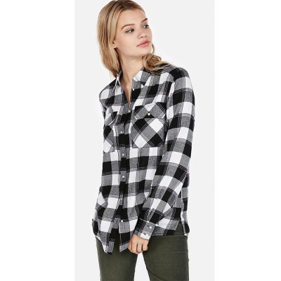EXPress Flapocket Check Black- kemeja flanel kotak hitam branded bagus