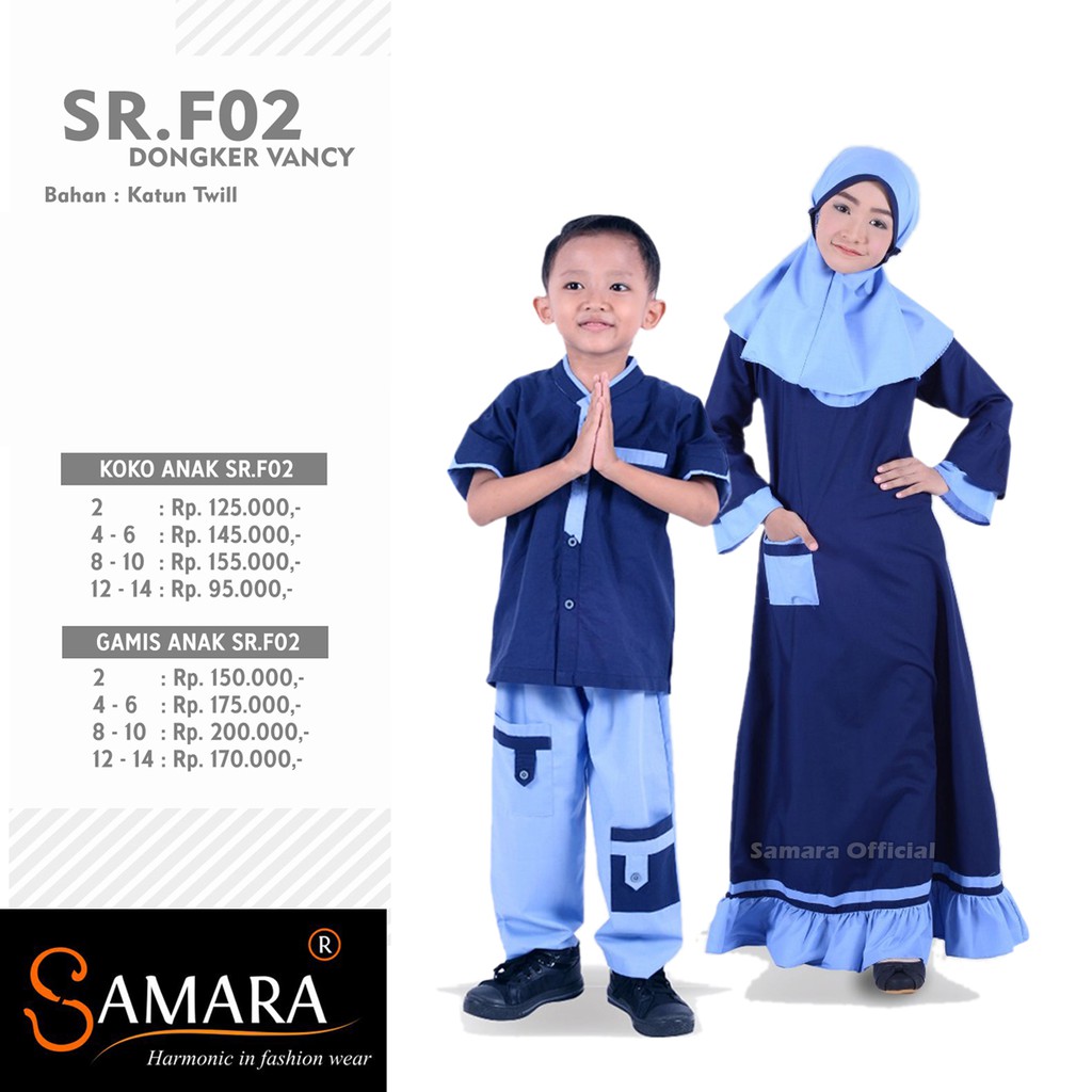 Baju Couple anak Muslim Pasangan Gamis Anak dan Koko anak