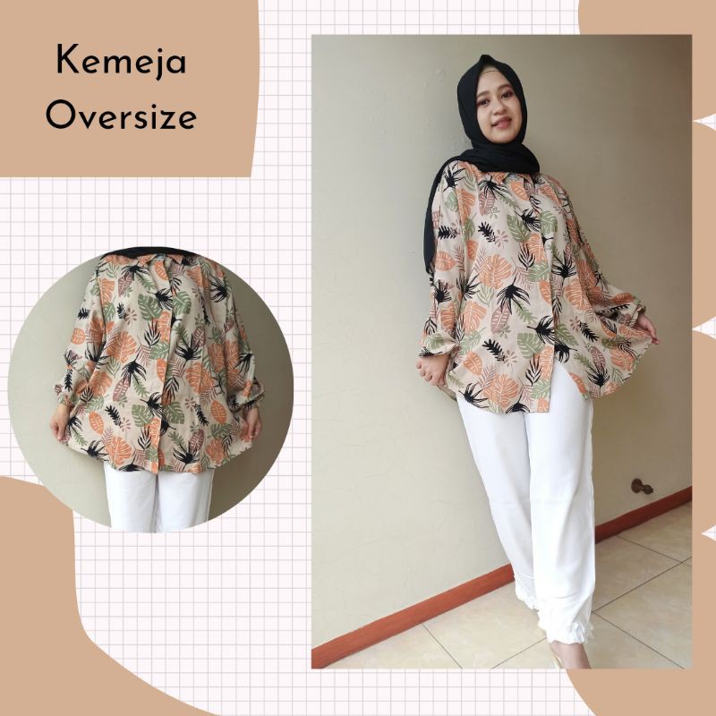 Venyastore Kemeja Oversize Motif bahan rayon twill dan viscose adem busui friendly