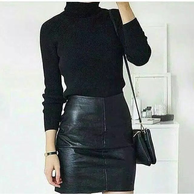 Pretty turtleneck atasan rajut wanita -NGROS
