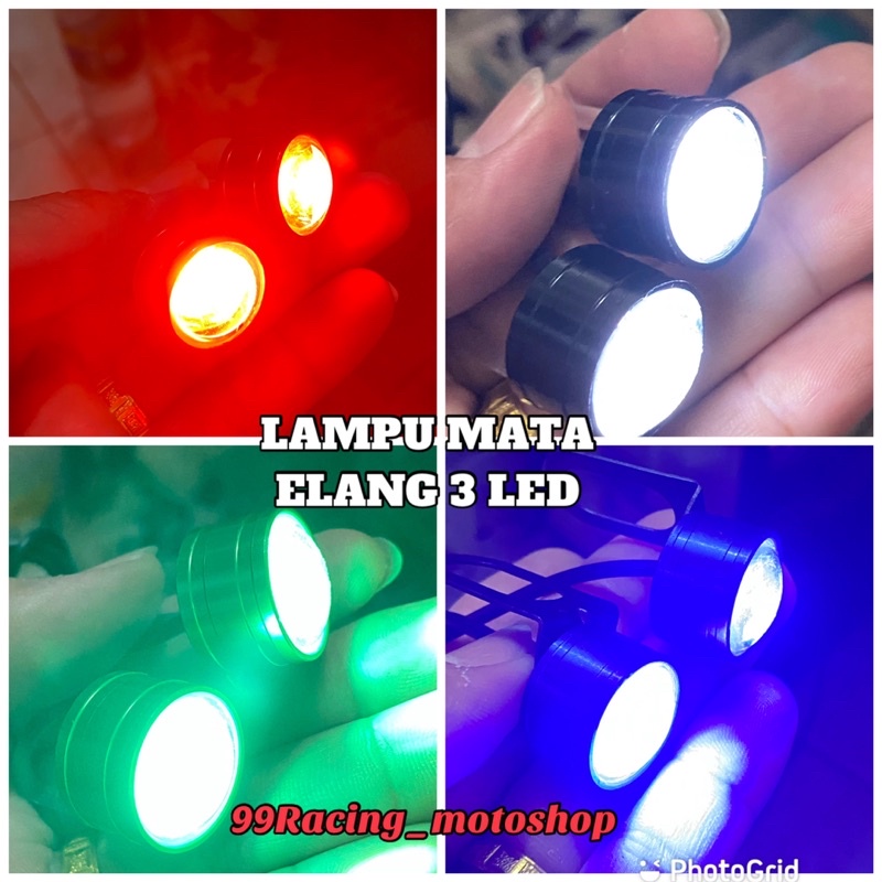 Lampu Mata Elang Flash 3 Mode Panoramic Plus Breket Spion Sepasang