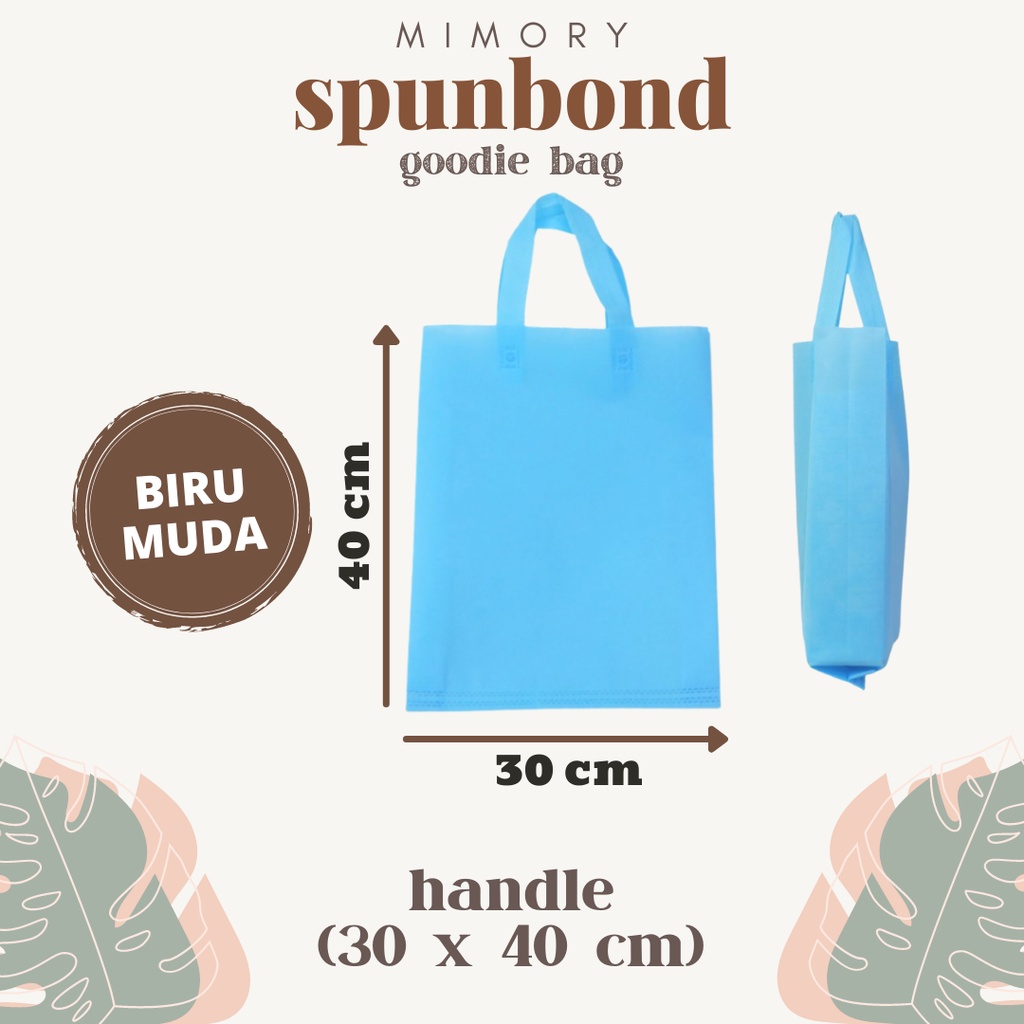 

TAS SPUNBOND 30x40 cm HANDLE -BIRU MUDA- /Goodie Bag/Ultah/Tas Belanja/Tas Sablon