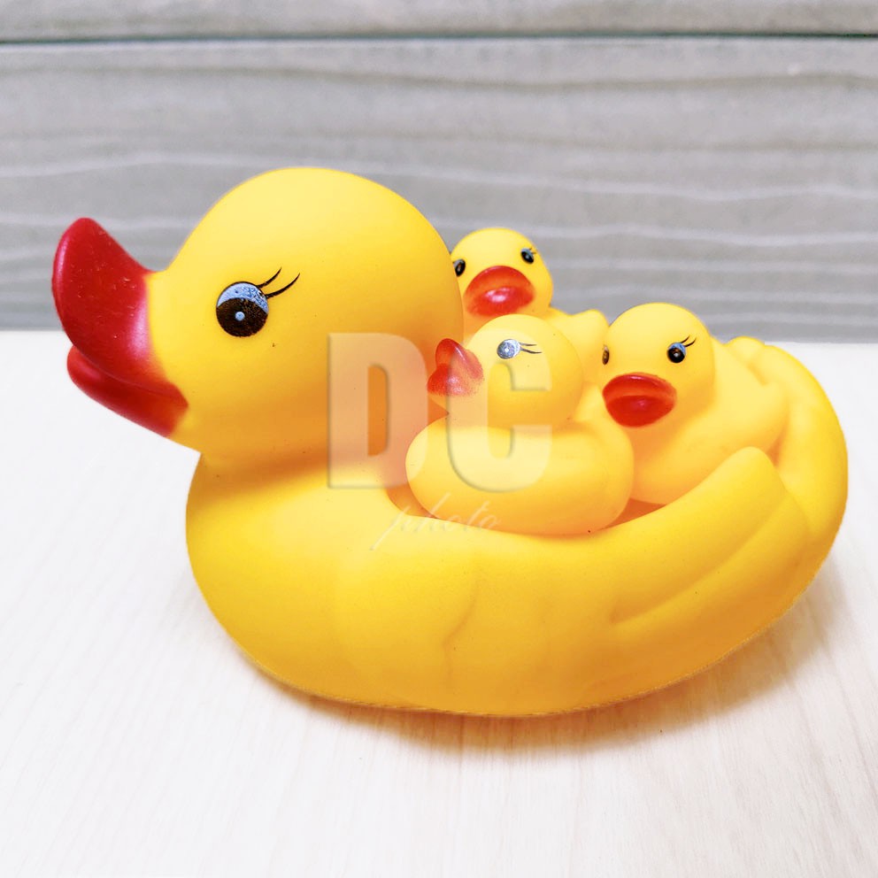 Mini Bebek Cit 4in1 Mainan Mandi Encit Induk Anak Bebek Karet Berdecit Isi 4