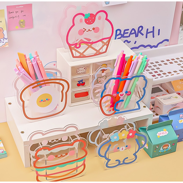 

Kotak pensil arkrilik karakter lucu Pen holder transparant