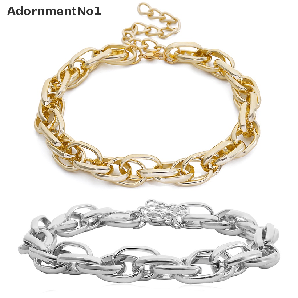 (AdornmentNo1) Kalung Choker Rantai Tebal Bahan Metal Gaya Punk Untuk Wanita