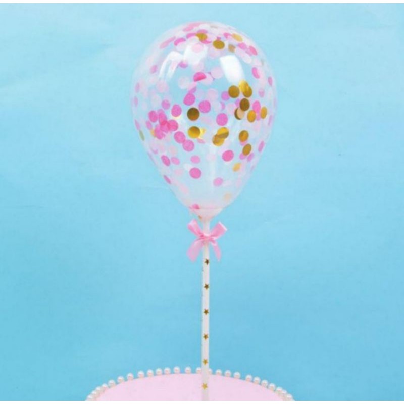 Cake topper balon confetti