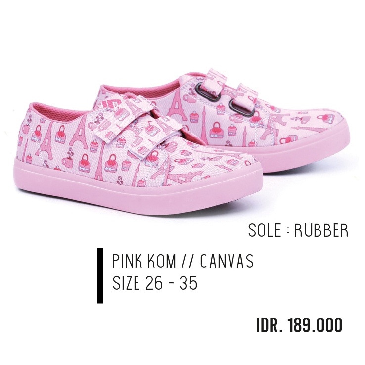 Sepatu Anak Perempuan Corak Motif Lukis MGG-258 Sneaker pesta Velcro Kets Anak Cewek Warna Pink