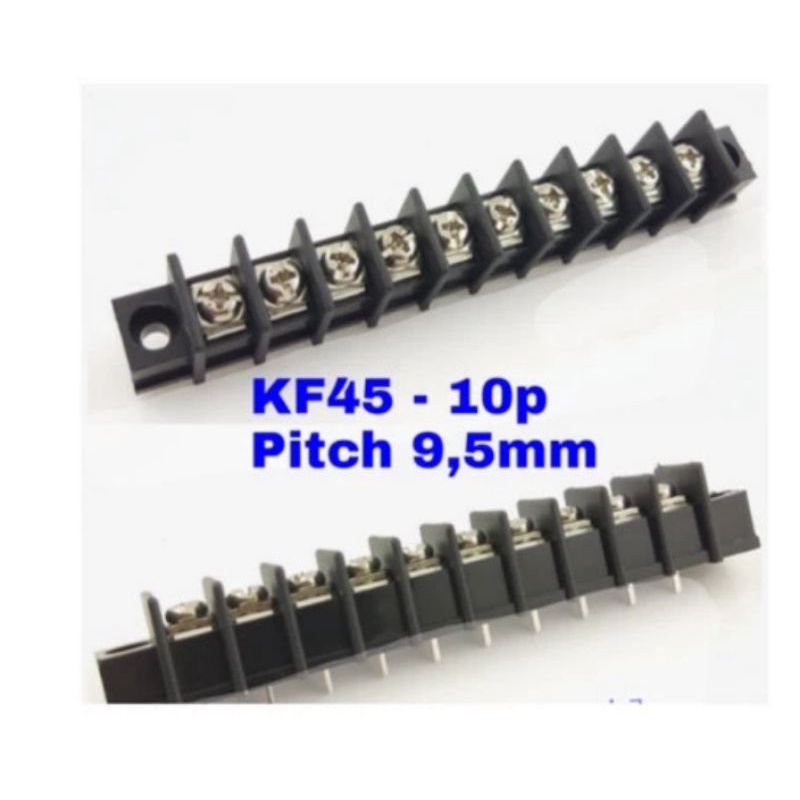 Terminal Block Hitam 10P PCB 10 P KF45 10 Pin KF 45 With Ears Kuping