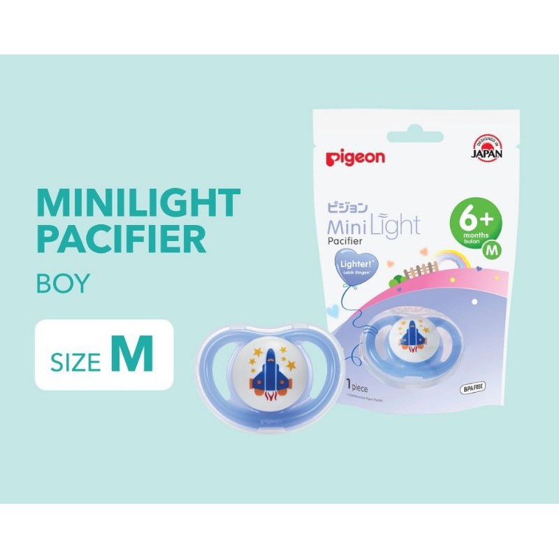 Empeng Pigeon Mini Light silicone Pacifier ada tutup S M L minilight-M, BIRU