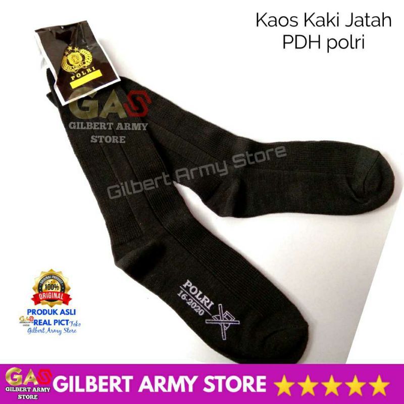 3 pcs Kaos Kaki Pdh Pdl Jatah Polri Polisi Asli Tebal Gilbert Army Store Hitam pendek panjang Terbaru