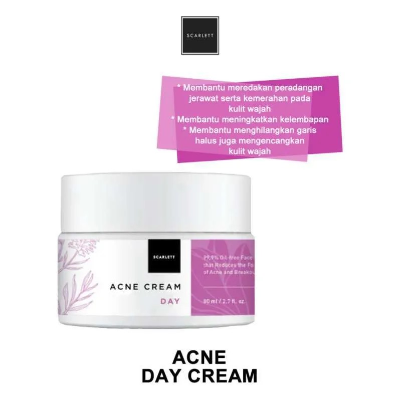 CREAM SCARLETT WHITENING ACNE DAY &amp; NIGHT - SCARLETT KRIM SIANG DAN MALAM ORIGINAL BPOM ORIGINAL