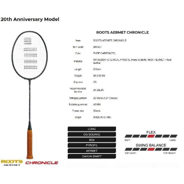 Raket Badminton / Bulutangkis GOSEN ROOTS AERMET CHRONICLE 20TH ANNIVERSARY LIMITED EDITION ORIGINAL