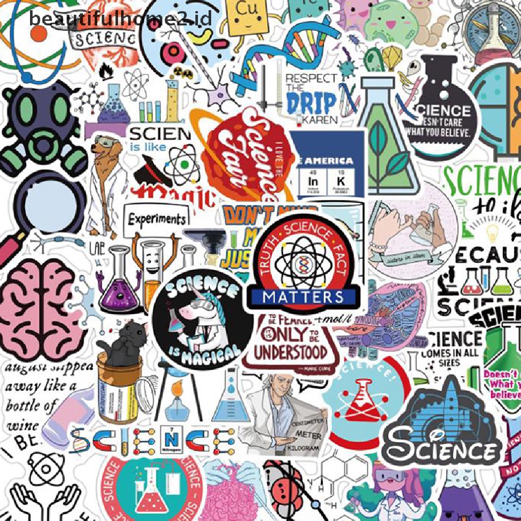 (Beautifulhome2.Id) 50pcs Stiker Laboratorium Kimia Untuk Laptop / Handphone / Skateboard / Koper