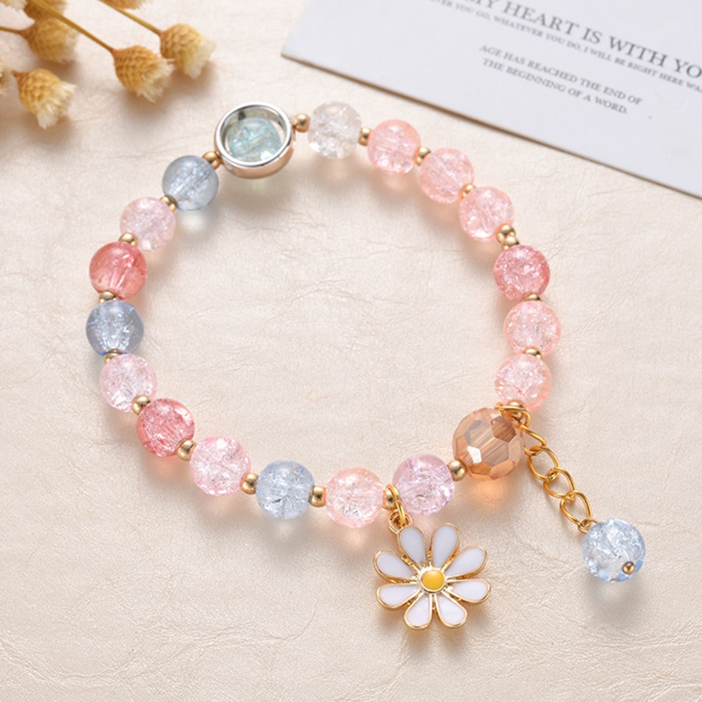 Hu Hu Hu Hu Hu Alat Bantu Pasang Kacamata♡ Gelang Bangle Hias Manik-Manik Kaca Bunga Marguerite Untuk Wanita