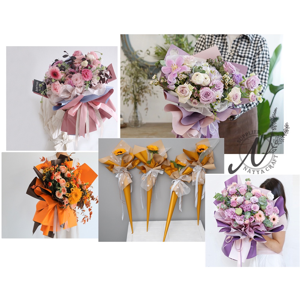 Flower Wrapping Korean Cellophane Bicolor (WAJIB BELI KARDUS PAKING TAMBAHAN) Paper Kertas Bunga Wrapping Papper Buket Bunga Hand Bouquet Bunga Korea Buket Uang Flower Papper