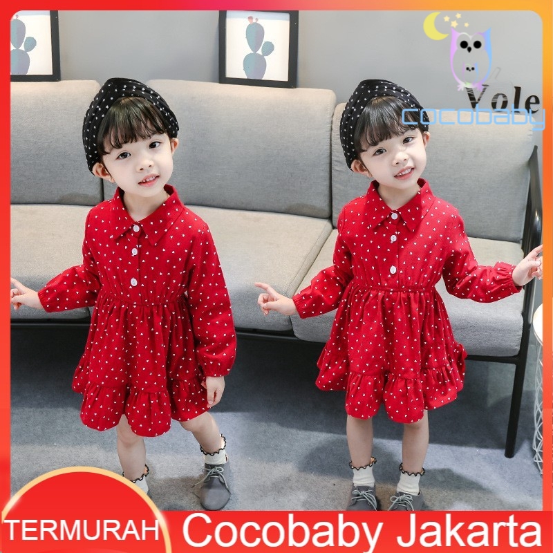 [CocoBaby Jakarta] Gaun Anak Perempuan Imut Terusan Anak Dress Import Dress Lengan Panjang
