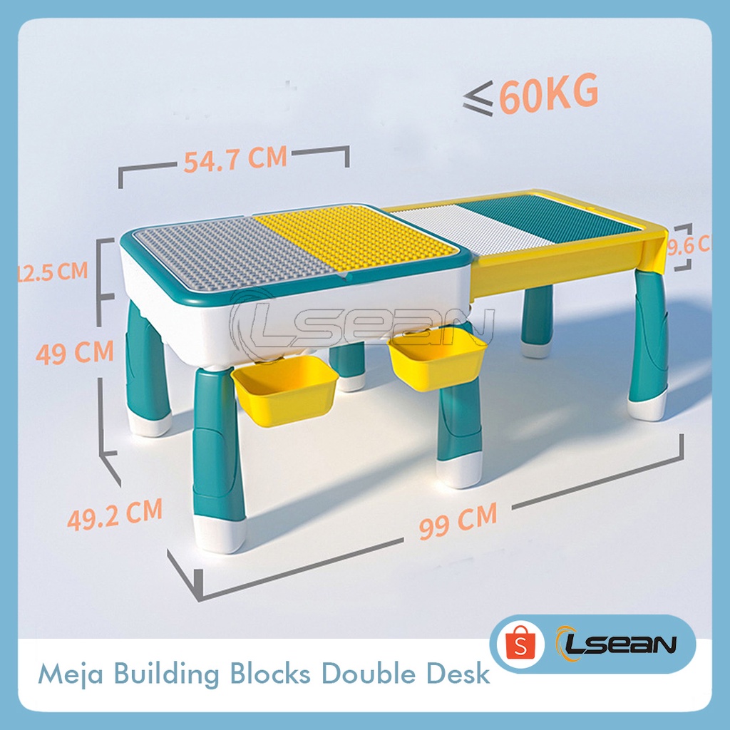 SET MEJA KURSI MAKAN BELAJAR BERMAIN ANAK DOUBLE DESK