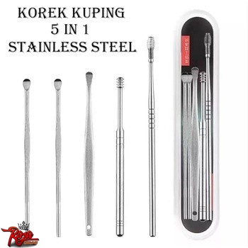 PK5 - Alat Pembersih Telinga 5 in 1 Stainless steel mini portable