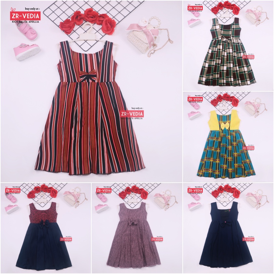 Dress Clairine Uk 6-7 Tahun - Baju Anak Perempuan Murah Dres Polos Yukensi Adem Pakaian Pesta Gaun