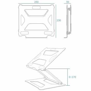 Laptop Stand Aluminium Foldable Adjustable 11-17 Inch Setara Nilkin