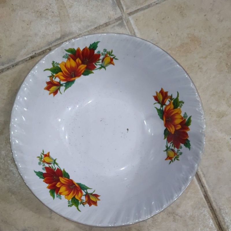Mangkok Keramik Motif Bunga - Mangkok Kembang mangkuk batu 16cm