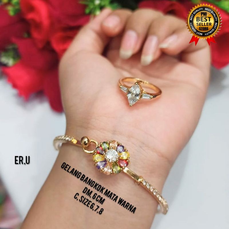 SET PERHIASAN WANITA GELANG TANGAN FREE CINCIN