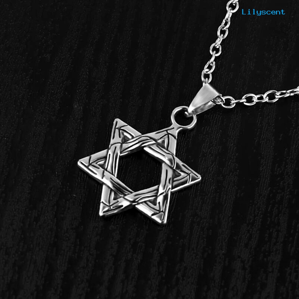 Kalung Rantai Liontin Hexagram Gaya Hip Hop Untuk Unisex