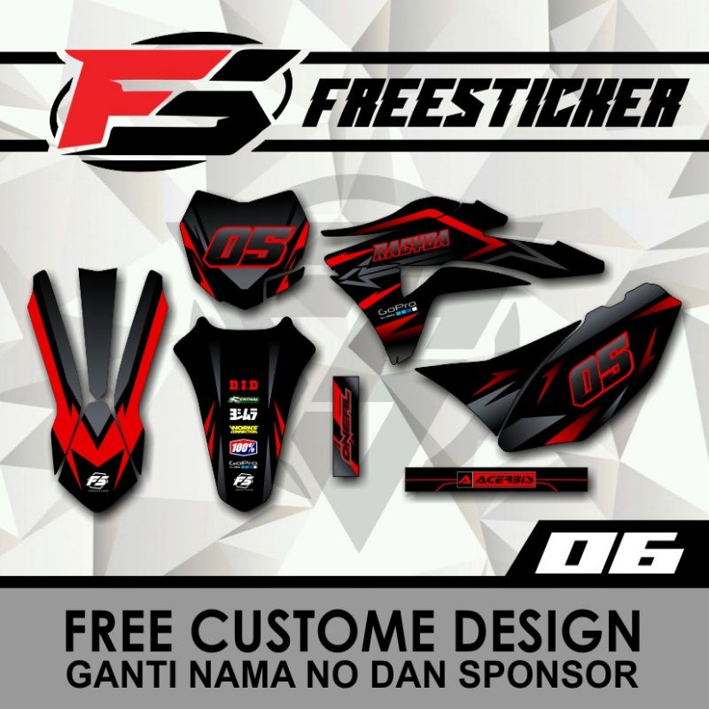 DECAL KLX GORDON MERAH ABU SIMPLE RED
