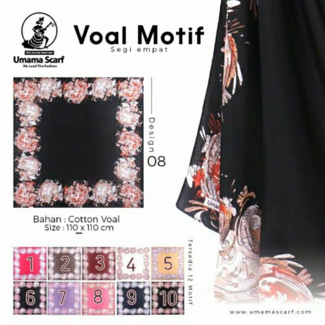 Jilbab segi empat motif bunga