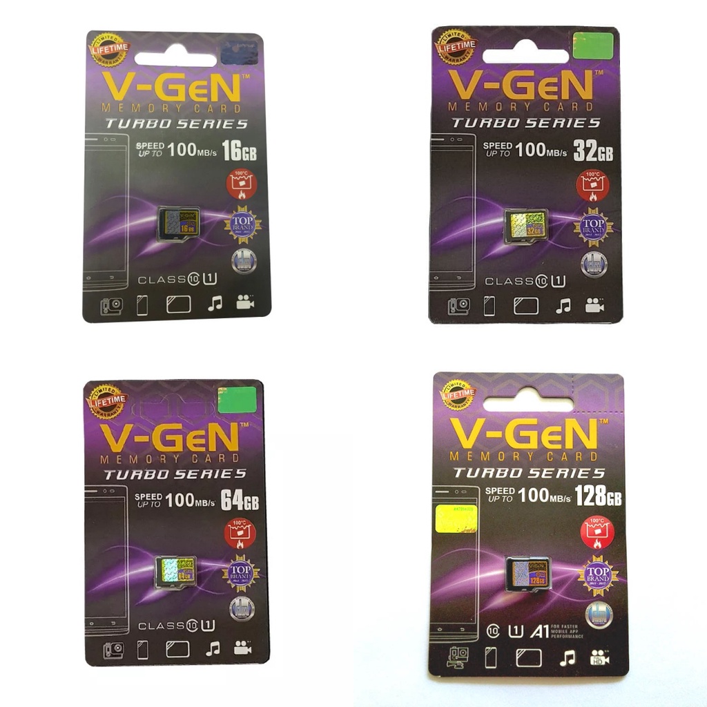 V-Gen Micro SD Turbo Class 10 100 MBps 16 32 64 128 GB VGen V Gen MicroSD