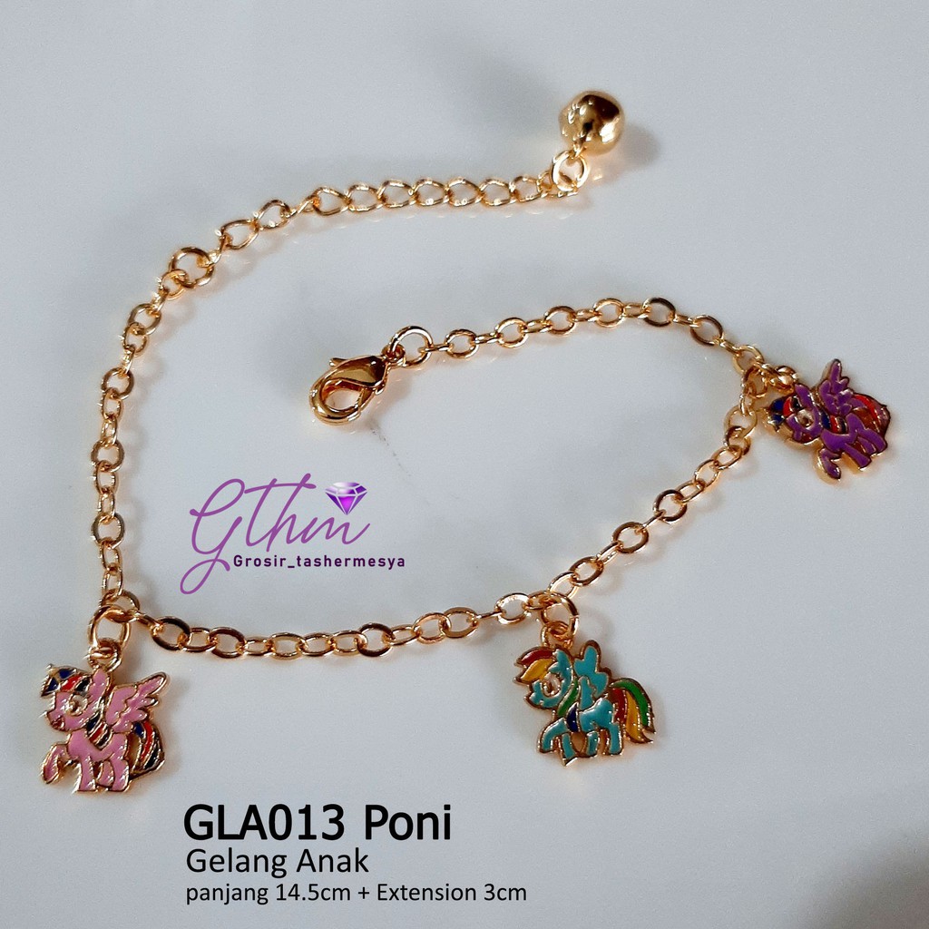 xuping gelang tangan anak unicorn kuda poni perhiasan lapis emas asli 18k gthm