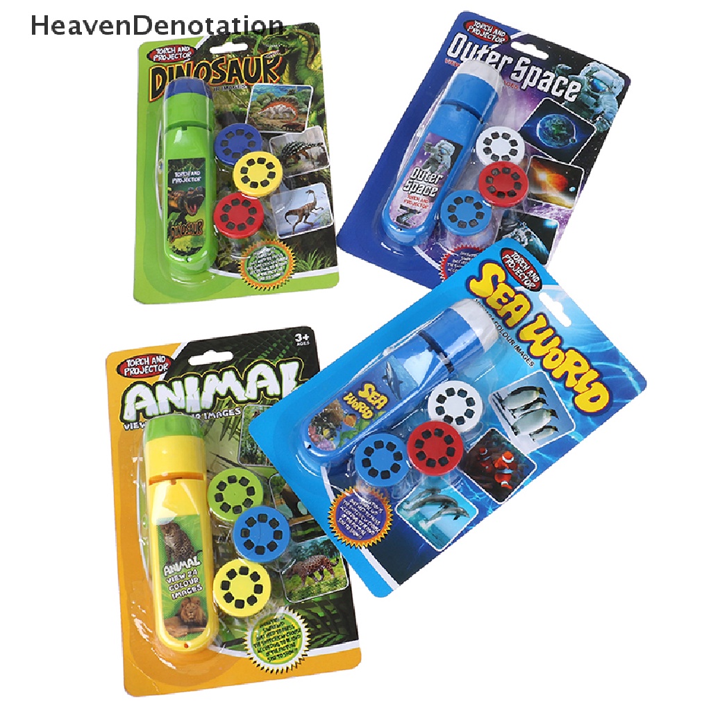 [HeavenDenotation] Portable Flashlight Projection Education Toy Animal Starry Lights Kids Toys Gift