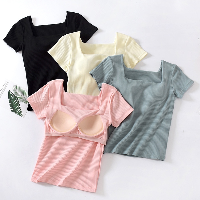 Moli Shirt With Bra / Kaos Dengan Bra / Atasan Korea / Kaos Wanita / Baju Korea