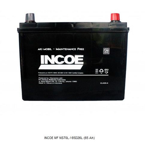 INCOE MF NS70L / 65D26L (65 Ah) INMF-NS70L Kendaraan : Kia Sedona, Hyundai Sonata, dan sejenisnya