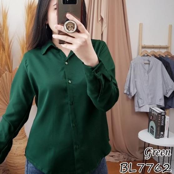 ☻ kemeja wanita / cewek lengan panjang warna polos - long hem - MAROON ✦