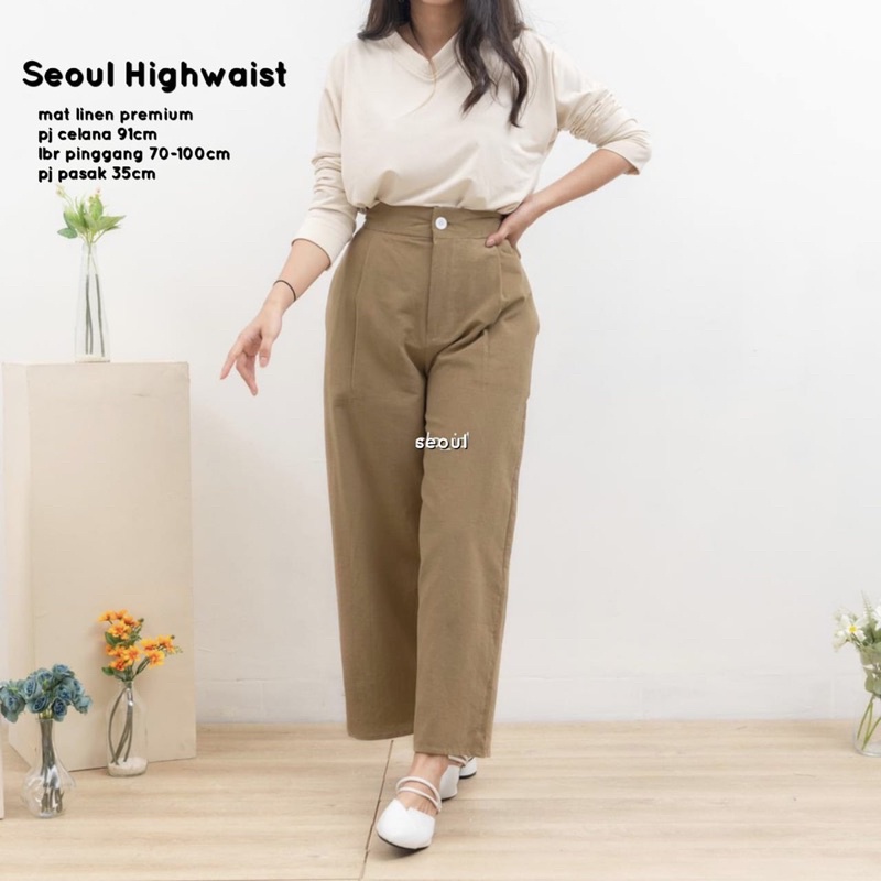 SEOUL highwaist kulot celana wanita linen premium