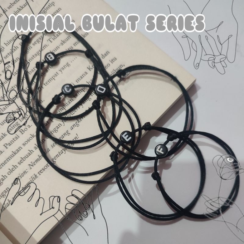 GELANG HITAM INISIAL/NAMA/COUPLE/MAGNET terlaris termurah