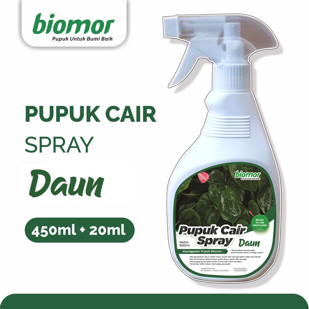 Pupuk-Nutrisi Organik Cair Semprot Daun Tanaman Hias 450ml (Biomor)