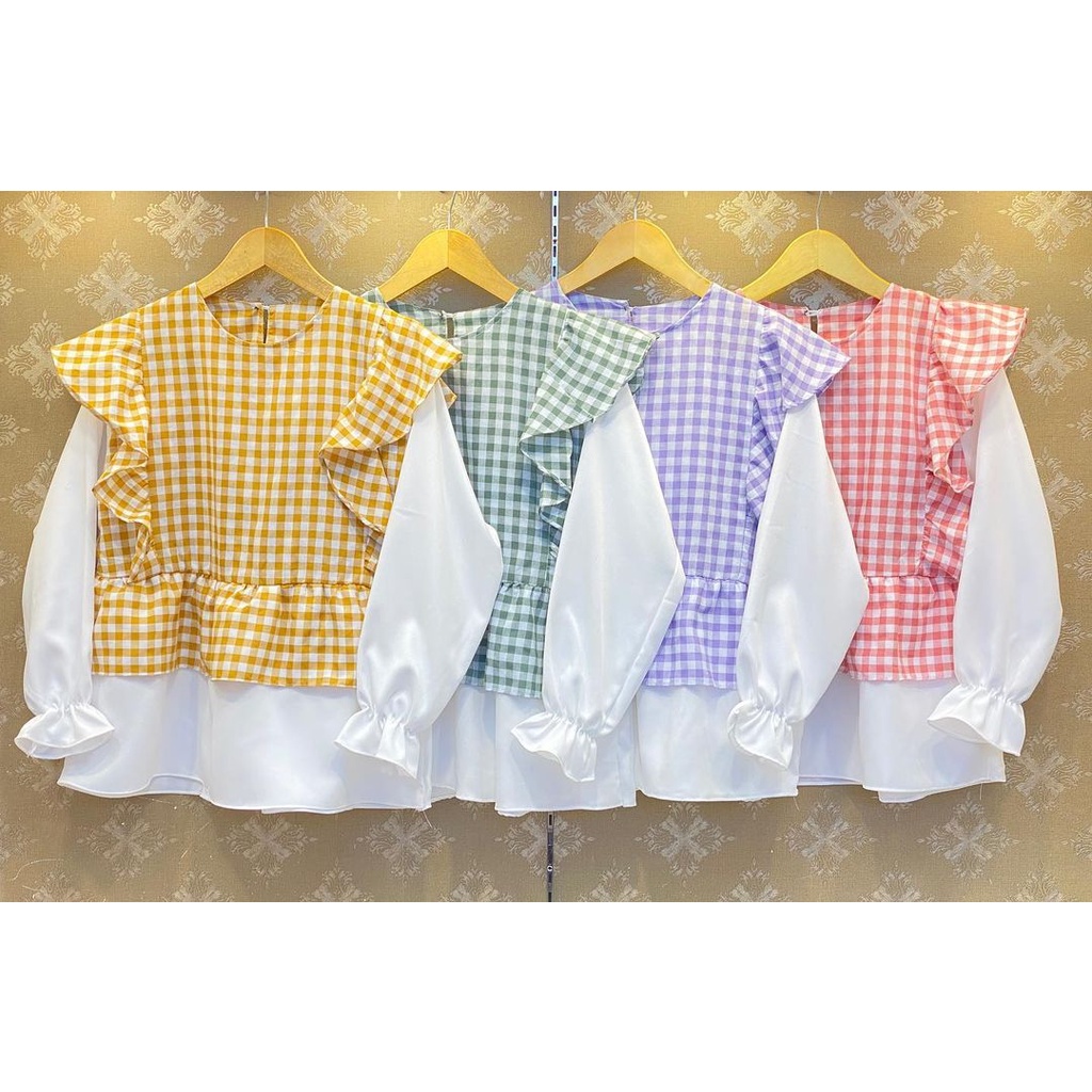 GINGHAM YABIE TOP - KATUN KOTAK PREMIUM - TERLARIS - ATASAN WANITA - FASHIONABLE -COD - ALLSIZE