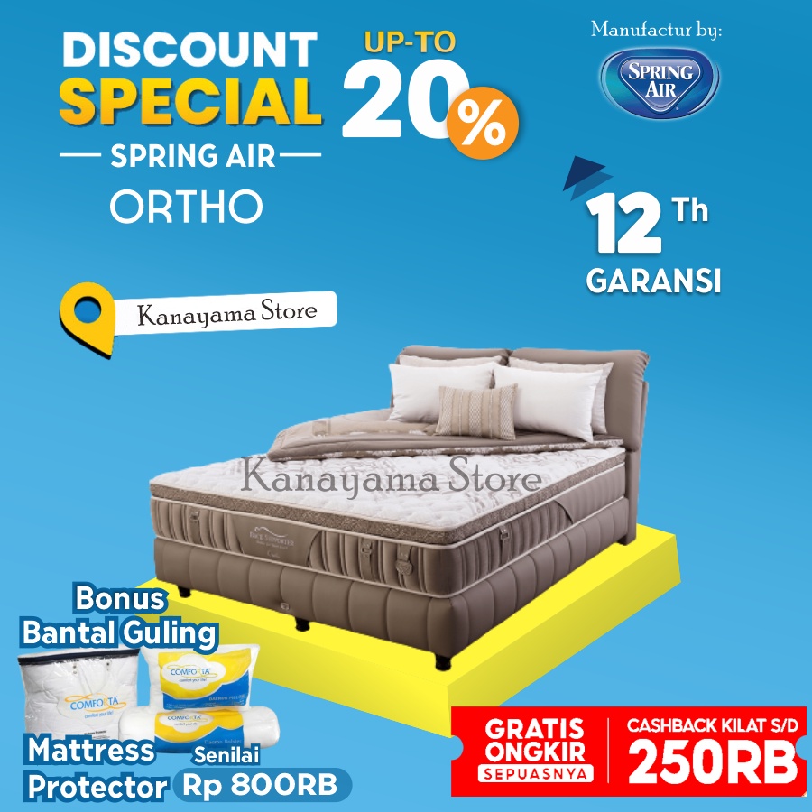 Spring Air Spring Bed Ortho Latex 160 180 200 100 x200 - 100*200, KASUR Only