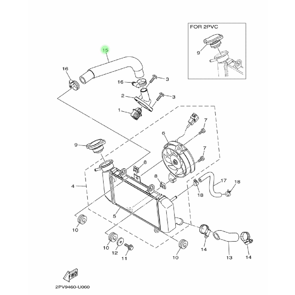 PIPE 2 PIPA SELANG RADIATOR KANAN MX KING 150 ORIGINAL YGP 2PV-E2482-00