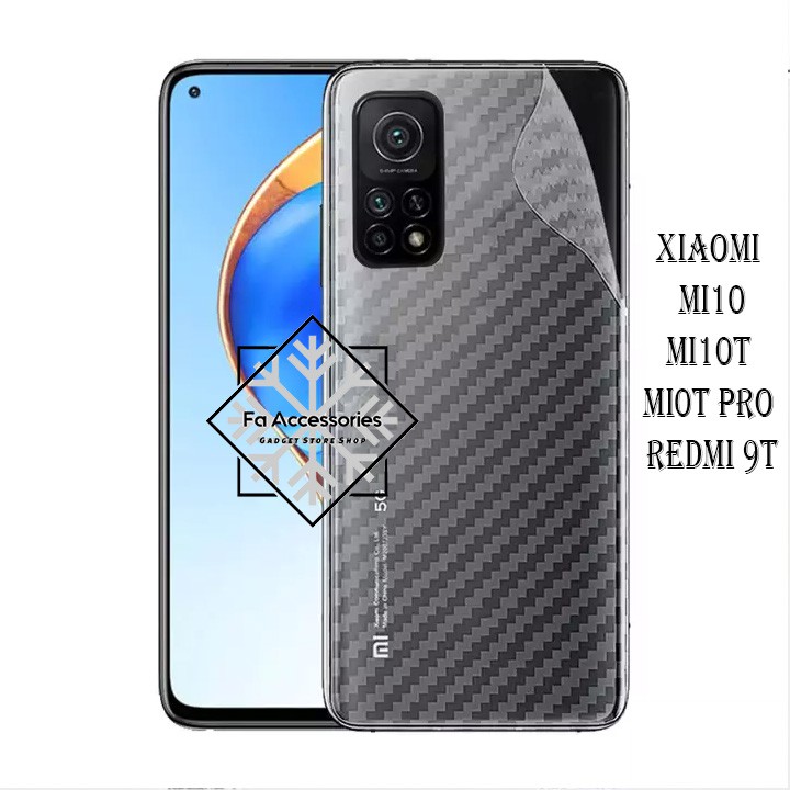 FA Skin Carbon XIAOMI MI10 MI10T M 10T PRO REDMI 9T Back Screen Protector Anti gores belakang