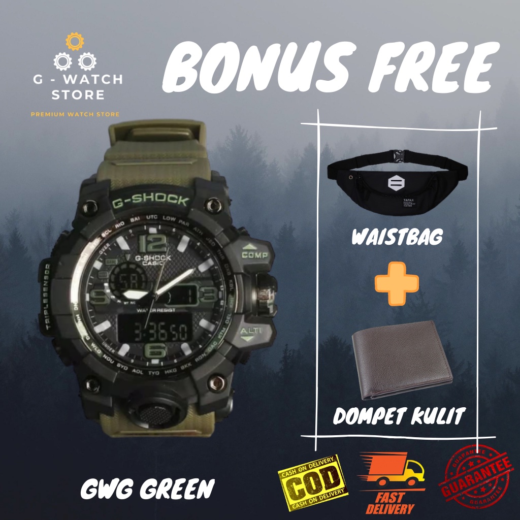Premium (RRW) G Shock Original GWG 1000 Army Edition Water Resist Shock Absorber - Grade Ori Import