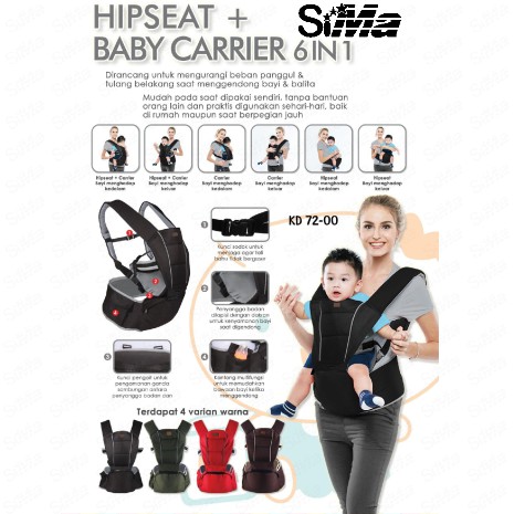 Gendongan Hipseat Kiddy + Baby Carrier 6IN1 KD 7200