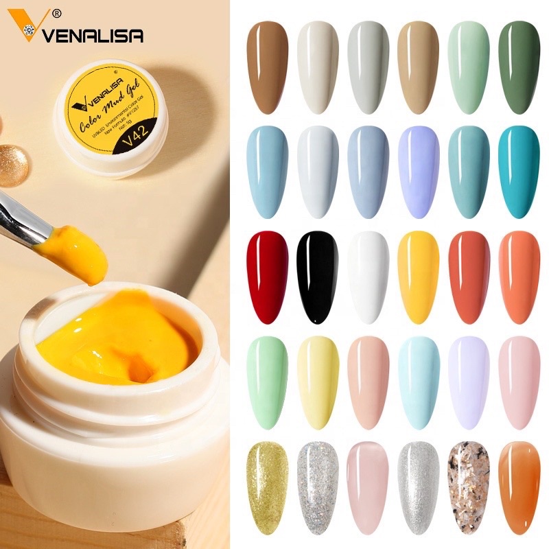 V21-50 VENALISA COLOR MUD GEL POLISH KUTEK GEL KENTAL DESAIN TIMBUL EMBOSS GEL POLISH VENALISA 5gr